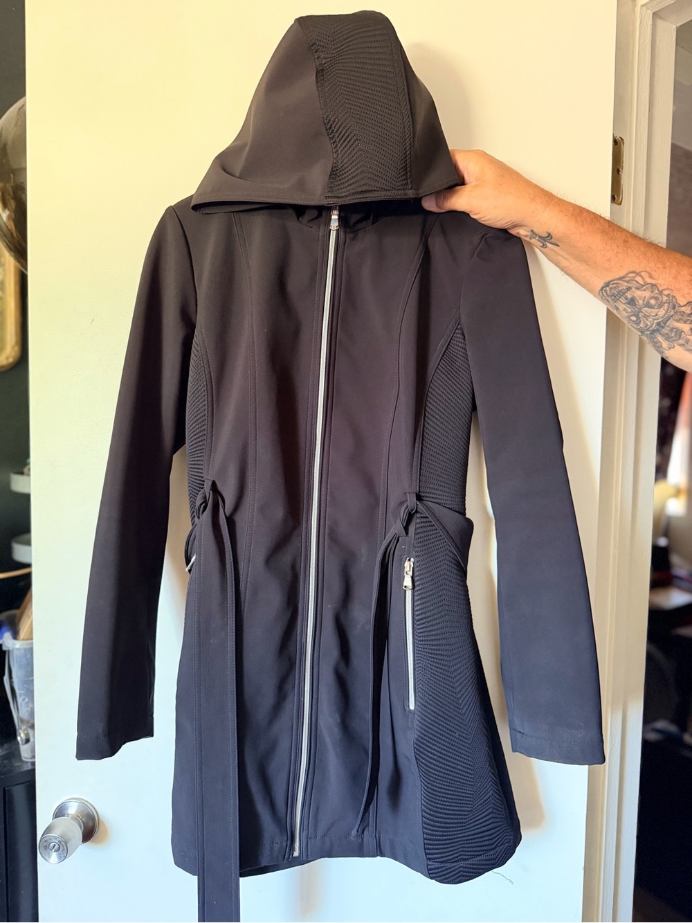 Liz Claiborne Black Hooded Long Jacket